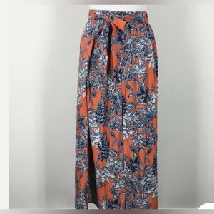 CAbi Calypso Orange and Blue Floral Maxi Skirt XL